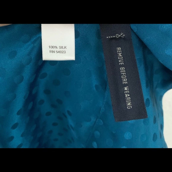 🎄Banana Republic Silk Teal Short Sleeve, Polka Dot Dress Sz 12 NWT! - Picture 7 of 13